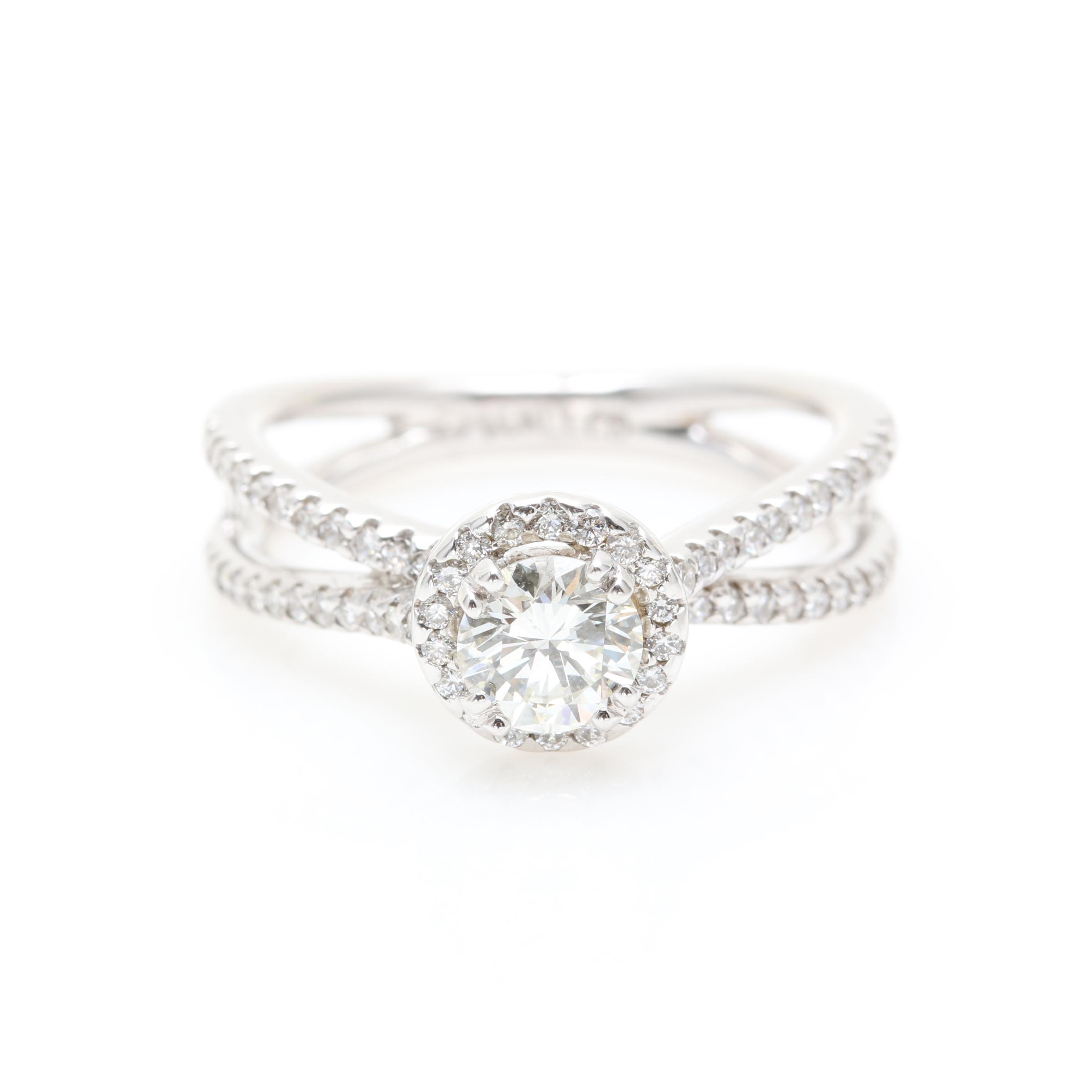 14K White Gold 0.98 CTW Diamond Ring