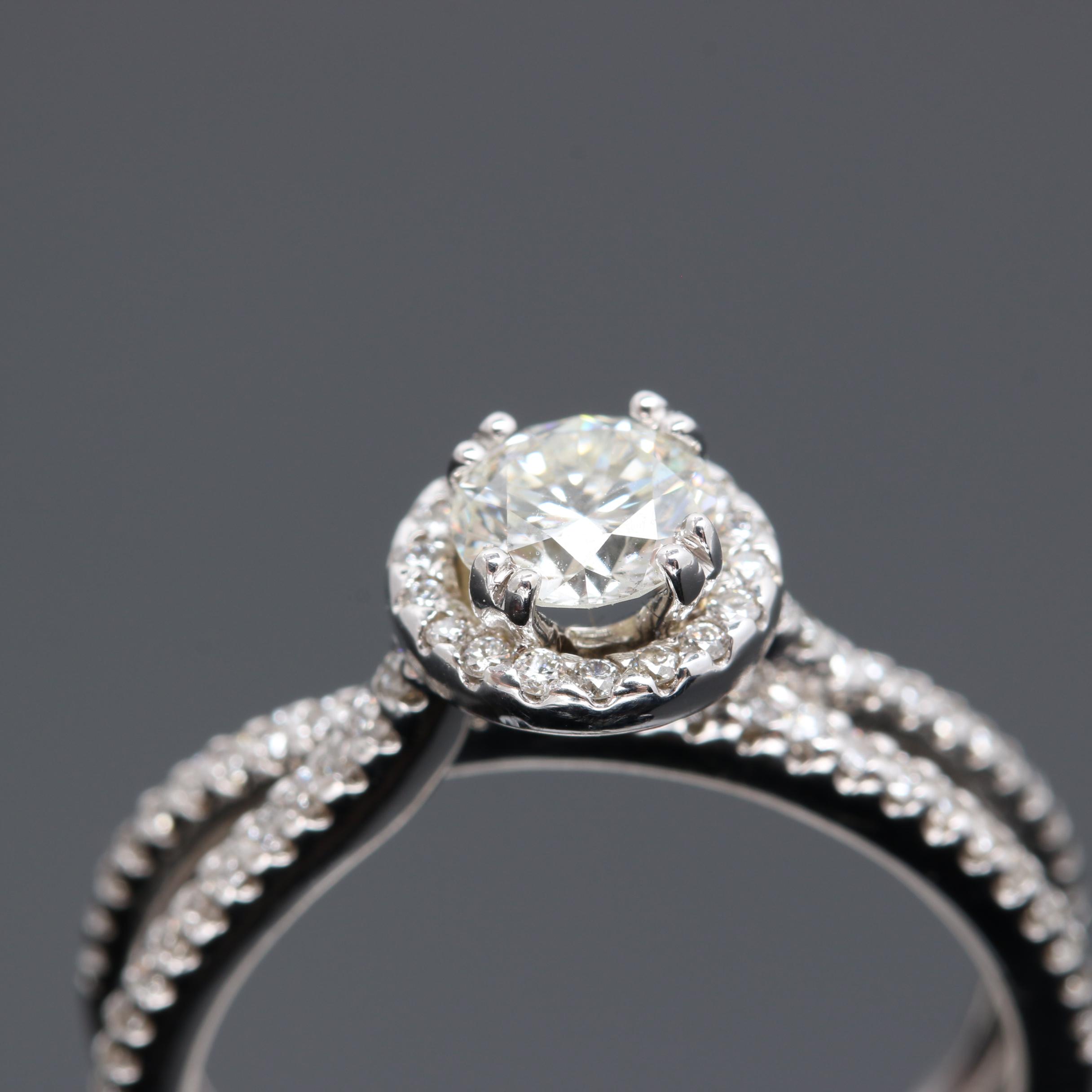 14K White Gold 0.98 CTW Diamond Ring