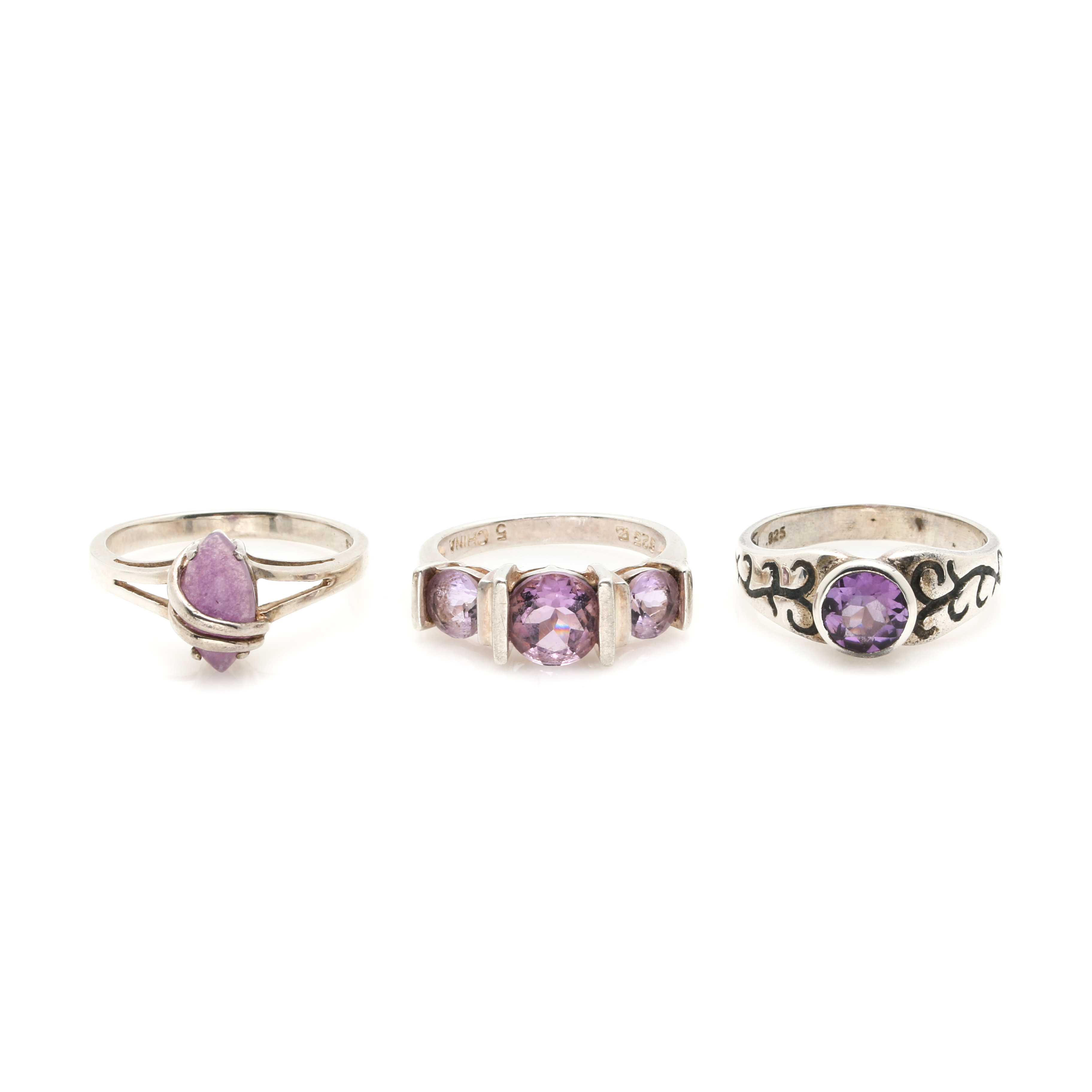 Sterling Silver Amethyst and Jadeite Ring Selection