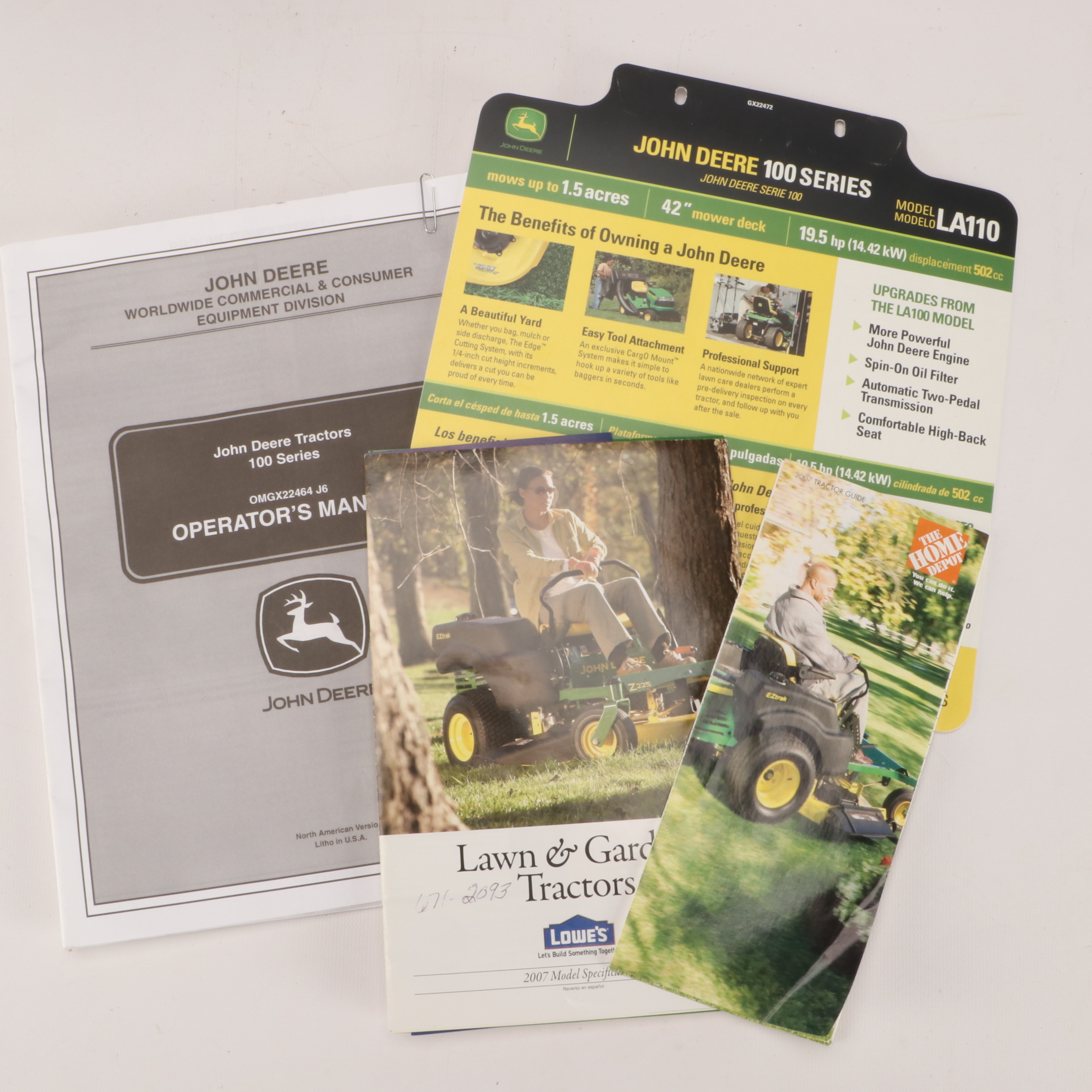 2007 John Deere LA110 Ride on Mower with Trailer