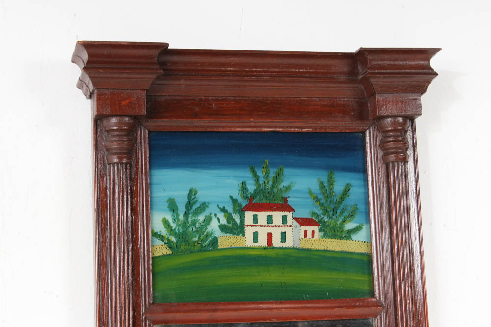 19th Century Pennsylvania Reverse Painted Trumeau Mirror