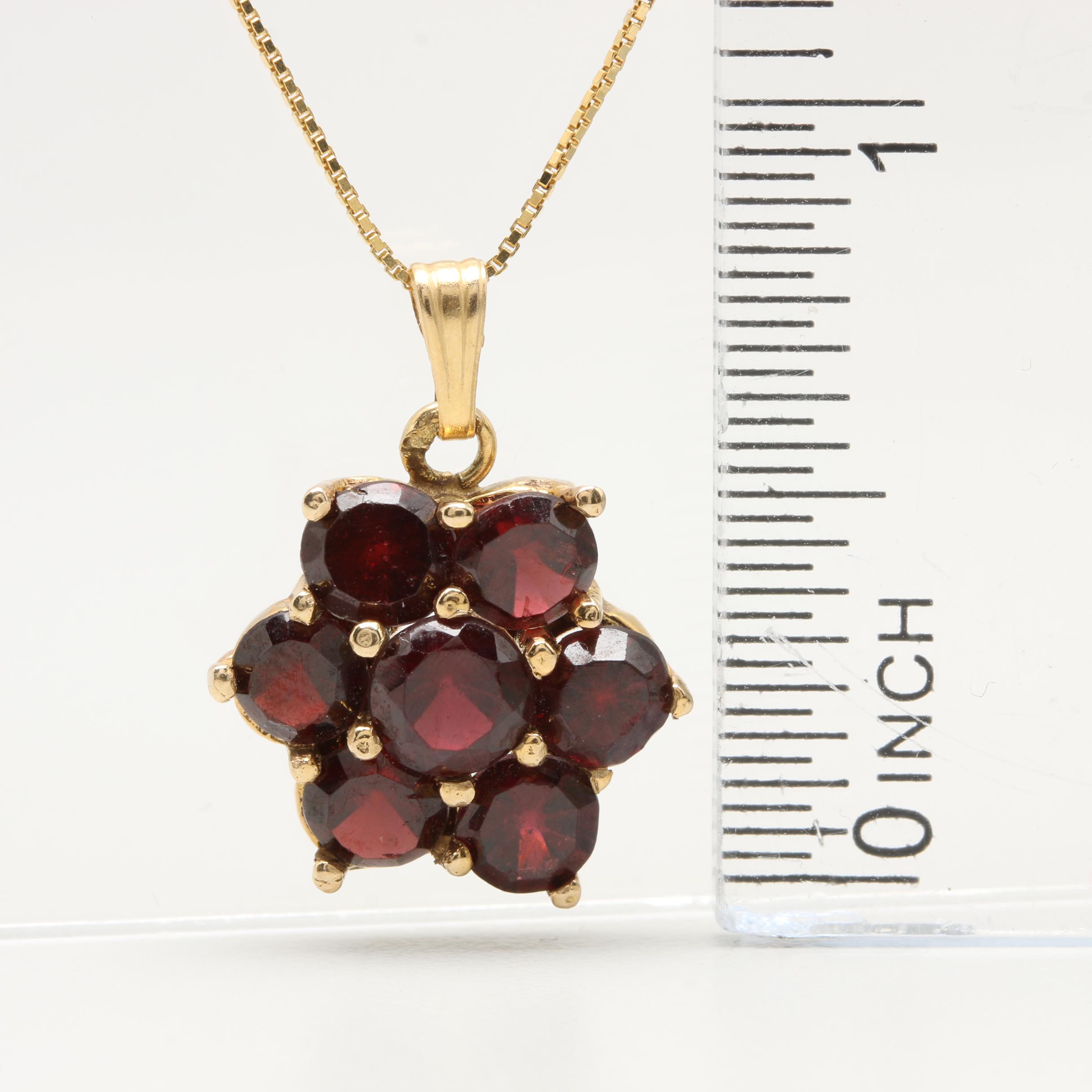 10K and 14K Yellow Gold Garnet Necklace