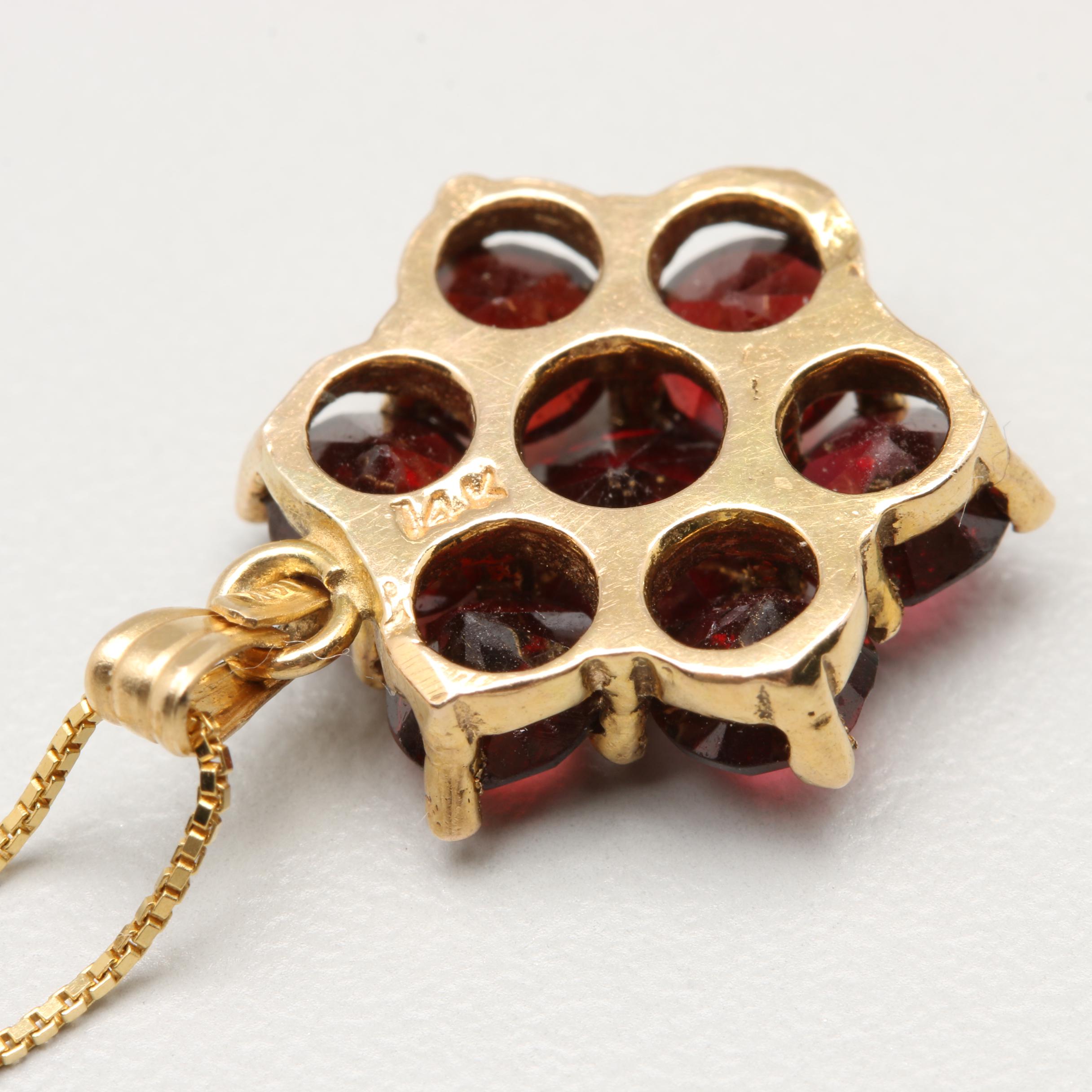 10K and 14K Yellow Gold Garnet Necklace