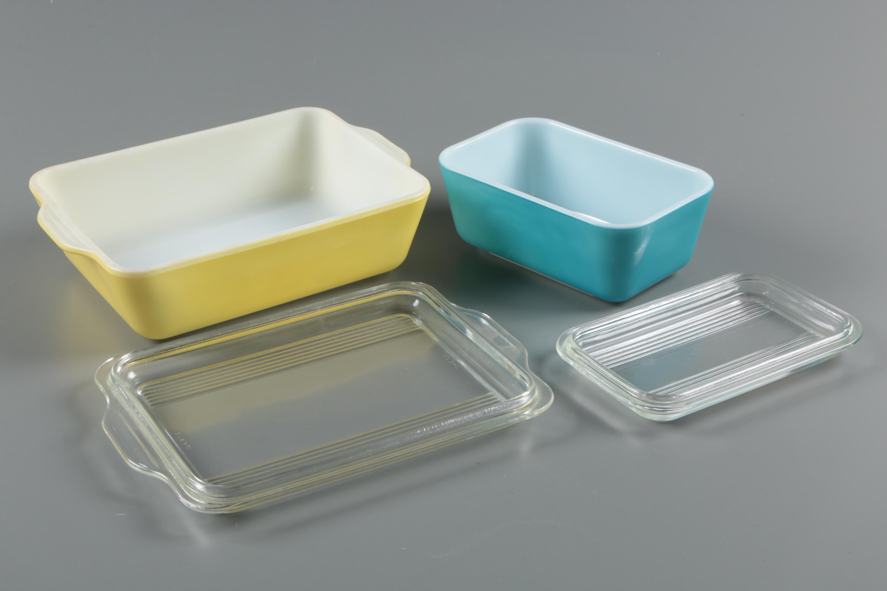 Vintage Pyrex "Primary Colors" Refrigerator Dishes, Circa 1945-49