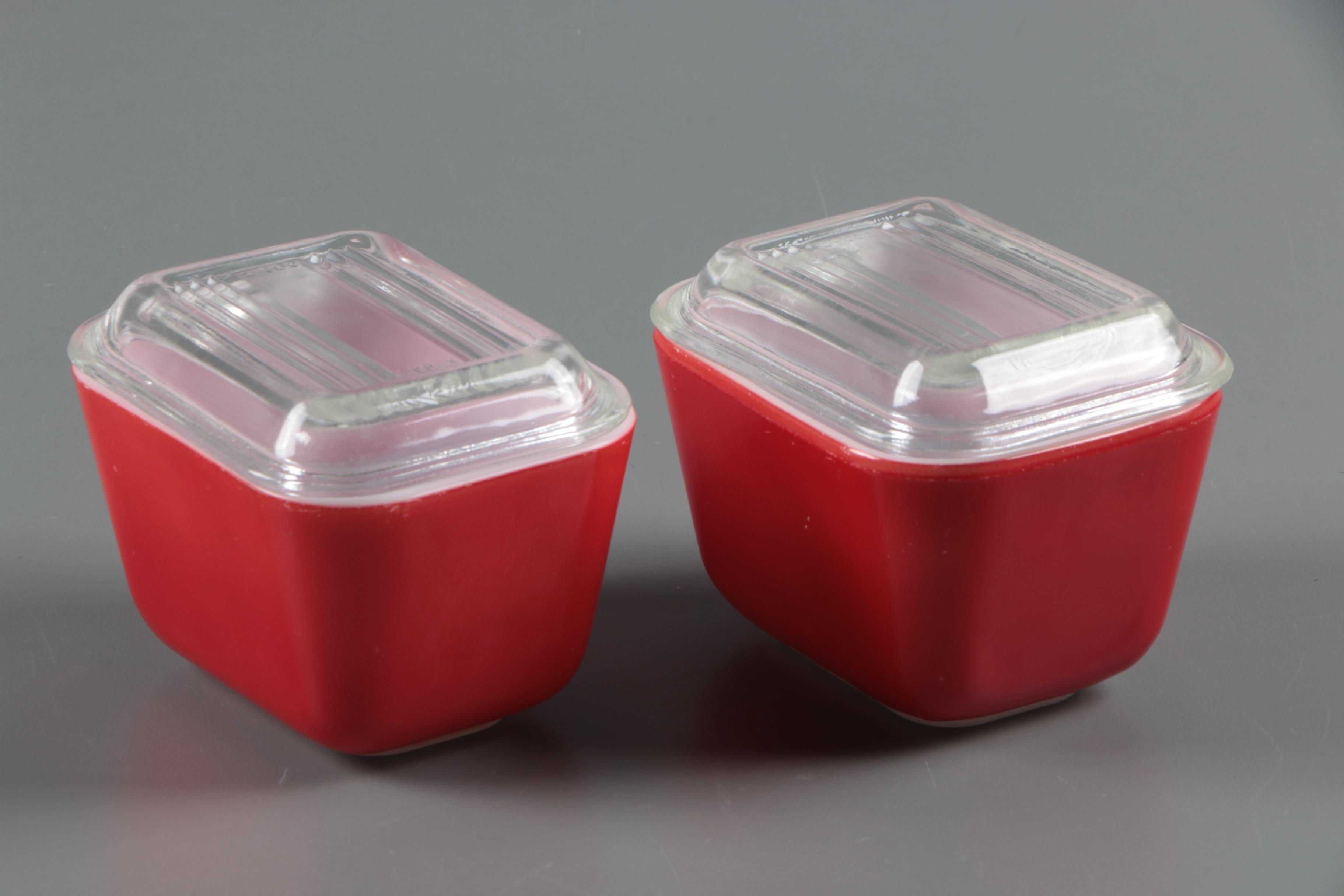 Vintage Pyrex "Primary Colors" Refrigerator Dishes, Circa 1945-49