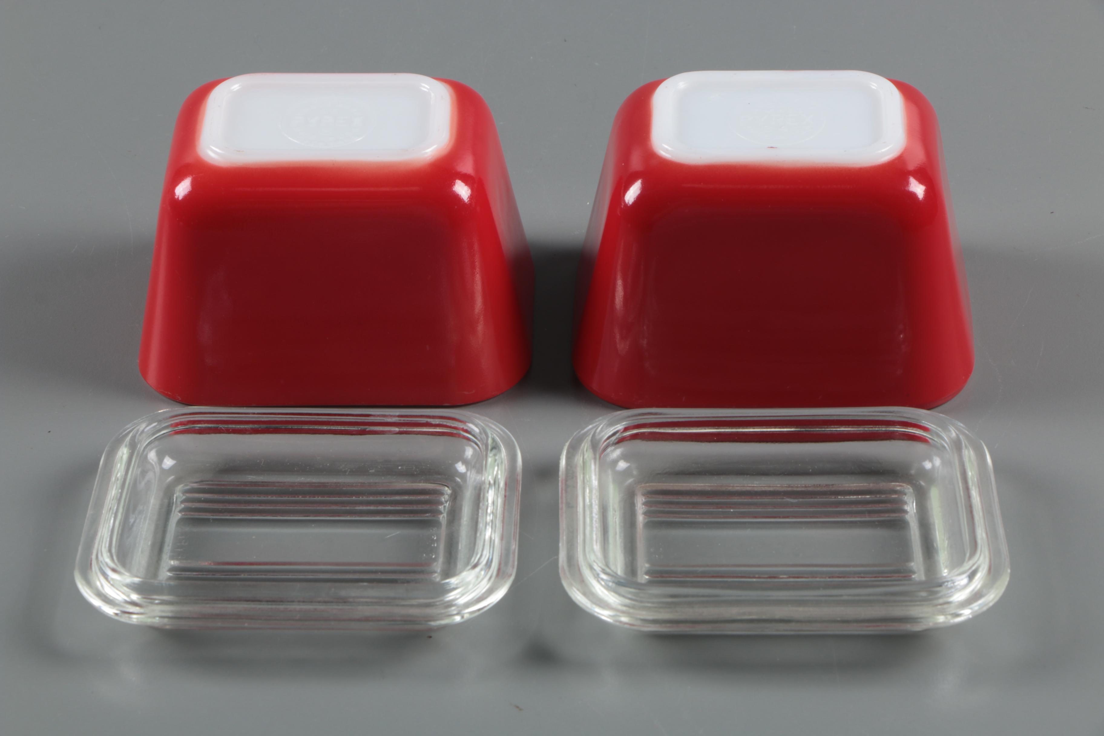 Vintage Pyrex "Primary Colors" Refrigerator Dishes, Circa 1945-49