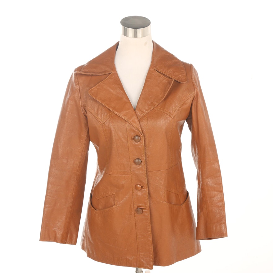 Women's Vintage D'Aquino Tan Leather Jacket