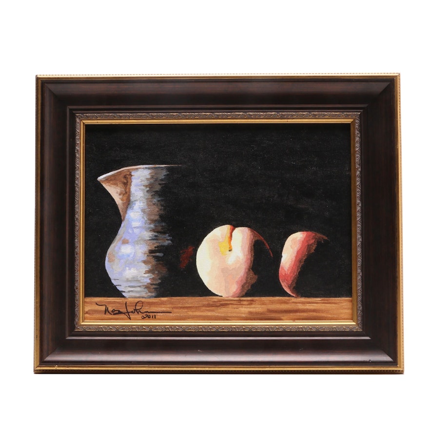 2011 Nan Johnson Acrylic Painting "Pitcher with Fruit"