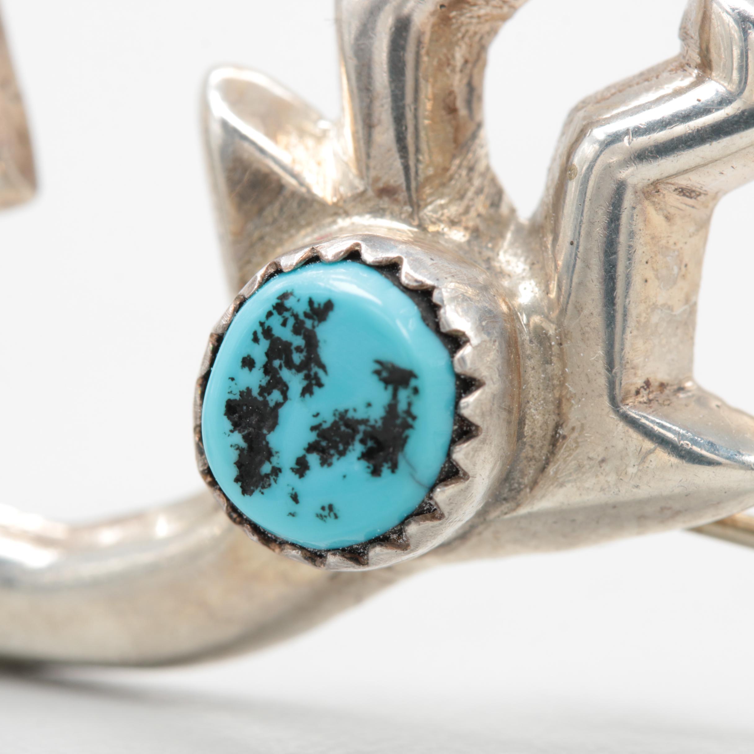 Southwestern Style Sterling Silver Turquoise Rainbow Man Brooch