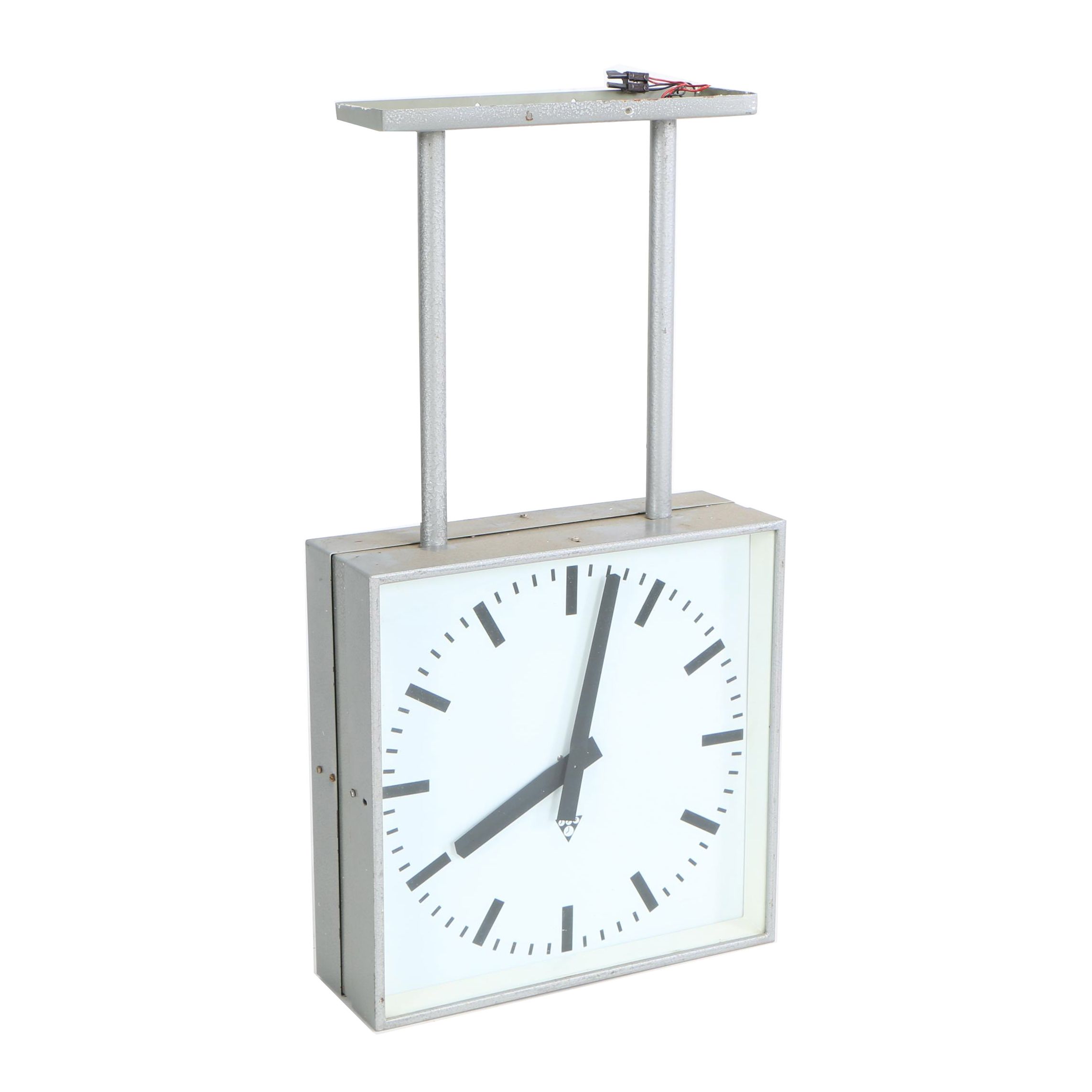 Mid Century Double Sided Railroad Station Clock