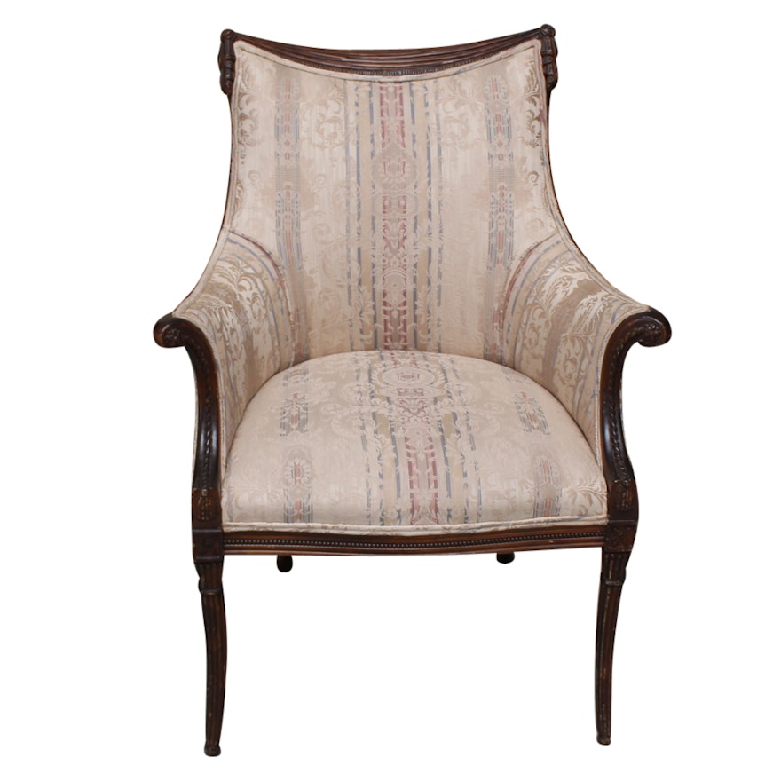 Vintage Regency Style Upholstered Armchair