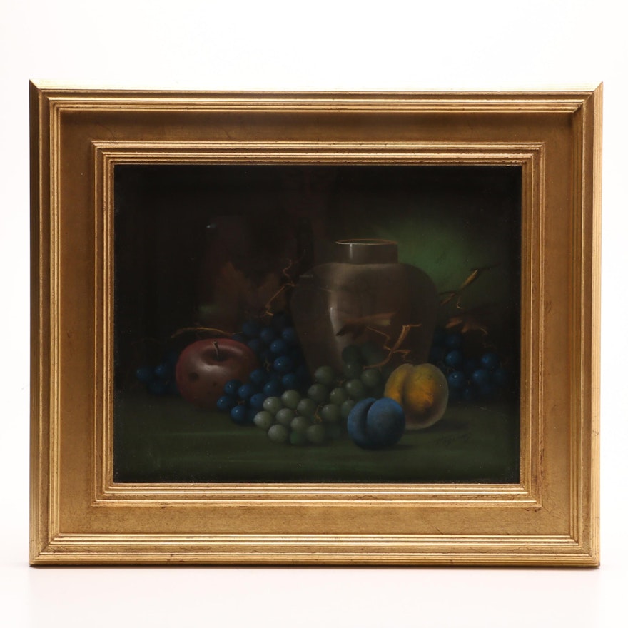 George Hadland Pastel Drawing "Still Life with Grapes and Jar"