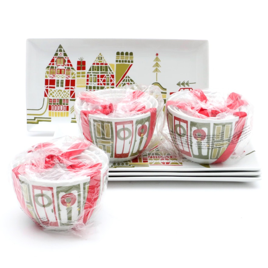 Crate and Barrel "Yule Town" Tableware by Julia Rothman