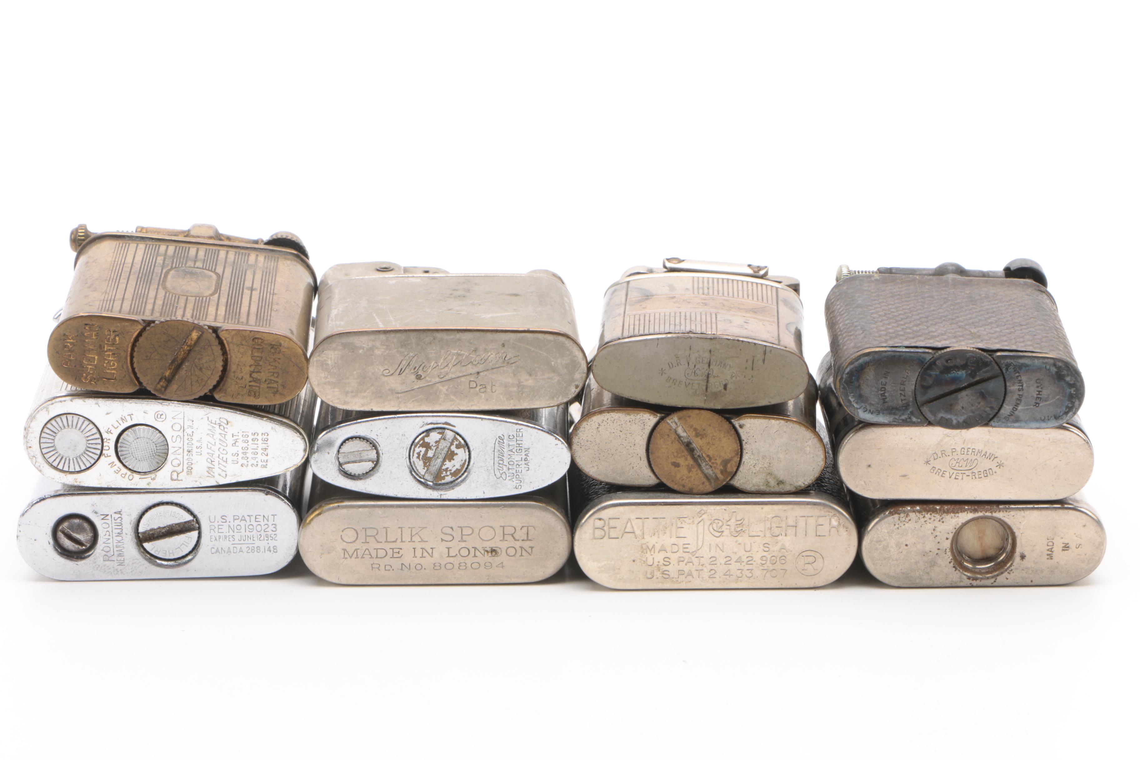 Vintage Lighters featuring an 18k Gold Plated Park Sherman Lighter