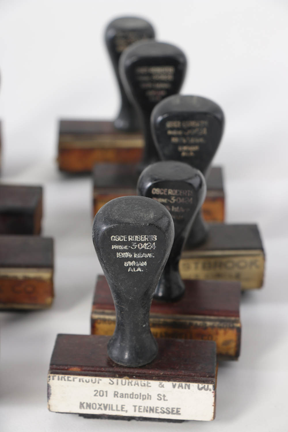 Vintage Company and Warehouse Ink Stamps with Rotary Holder