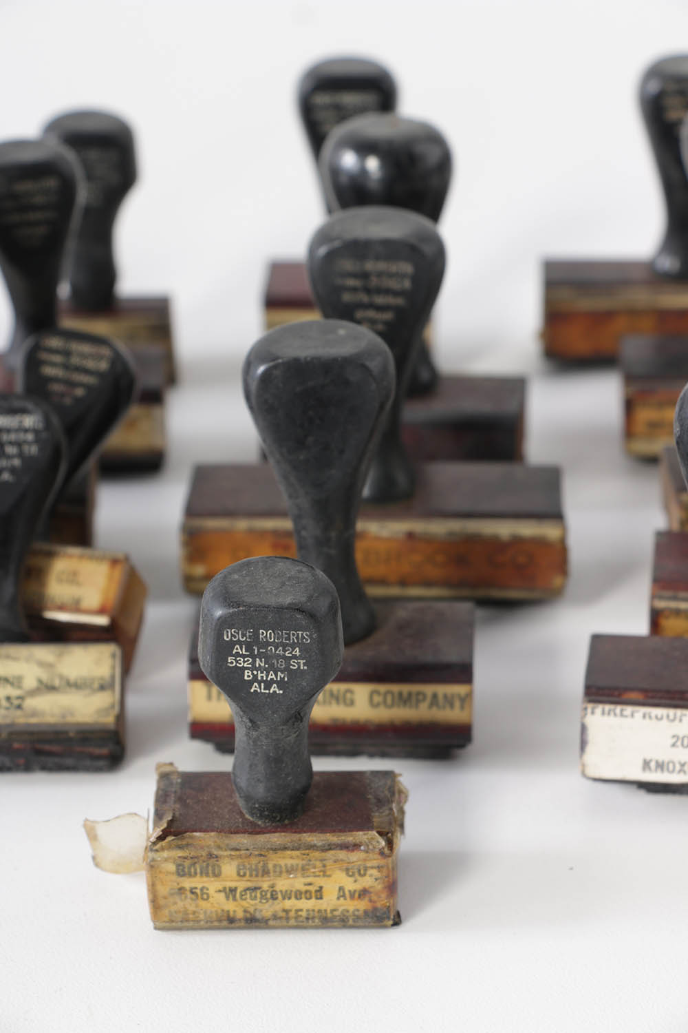 Vintage Company and Warehouse Ink Stamps with Rotary Holder