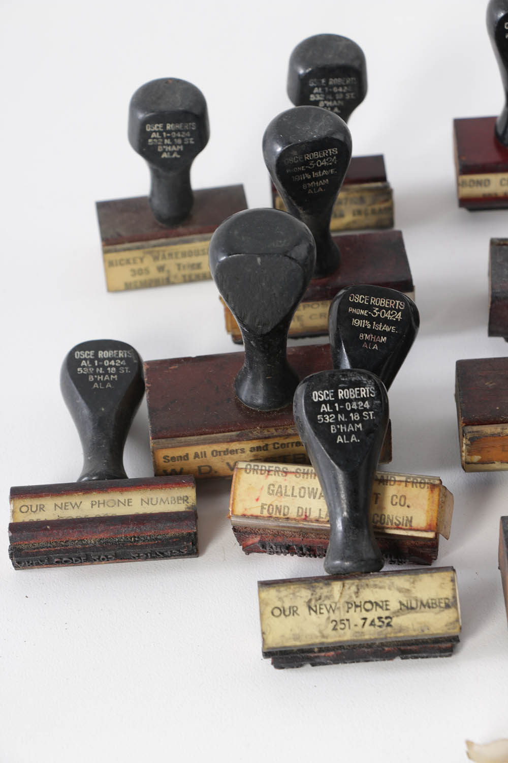 Vintage Company and Warehouse Ink Stamps with Rotary Holder