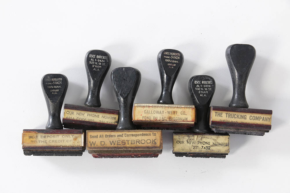 Vintage Company and Warehouse Ink Stamps with Rotary Holder