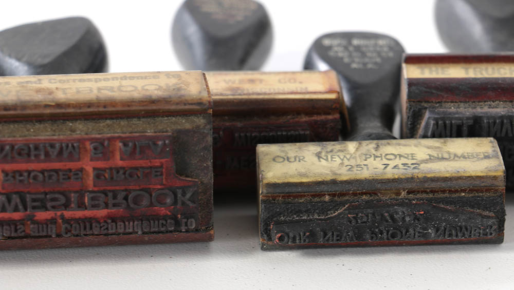 Vintage Company and Warehouse Ink Stamps with Rotary Holder