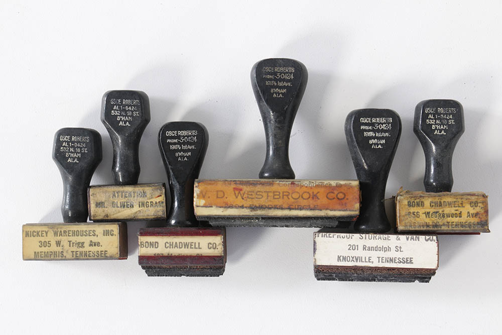 Vintage Company and Warehouse Ink Stamps with Rotary Holder
