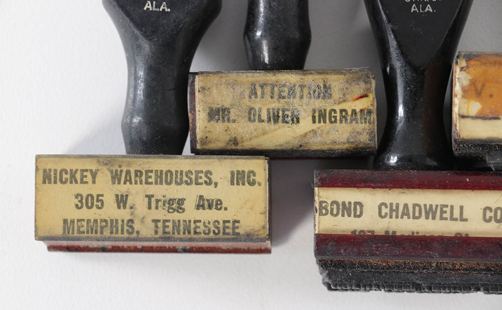 Vintage Company and Warehouse Ink Stamps with Rotary Holder