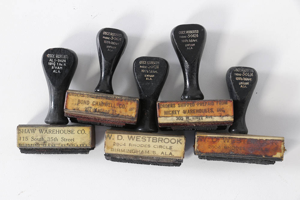 Vintage Company and Warehouse Ink Stamps with Rotary Holder