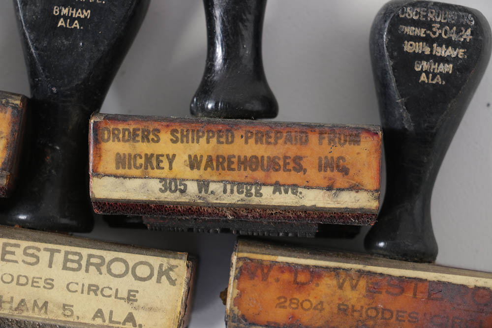 Vintage Company and Warehouse Ink Stamps with Rotary Holder