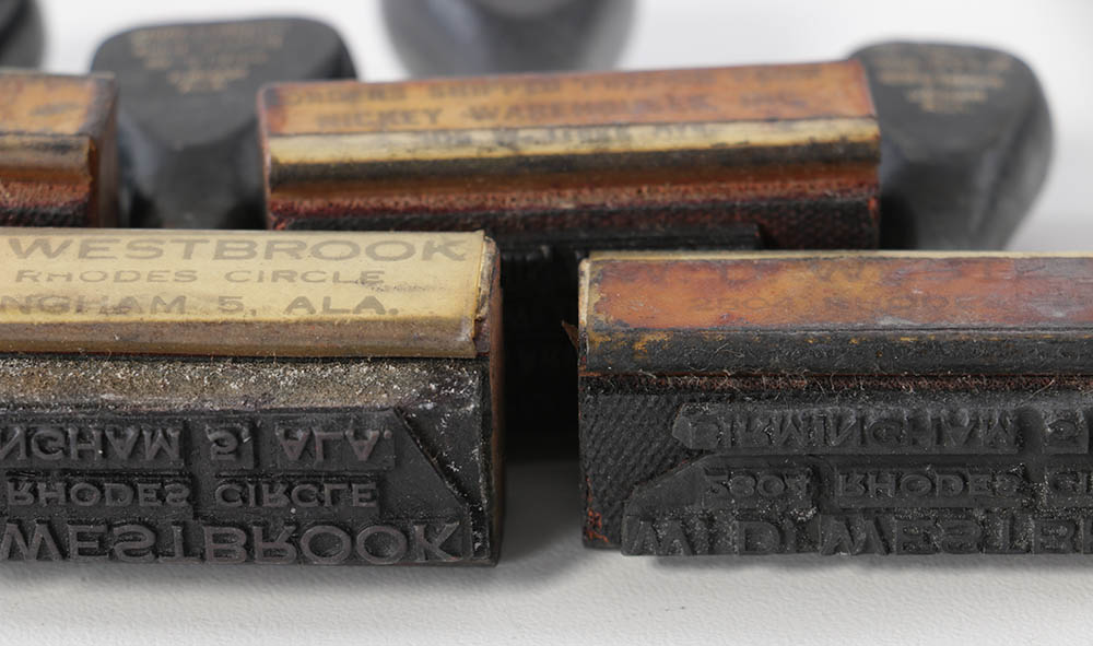 Vintage Company and Warehouse Ink Stamps with Rotary Holder