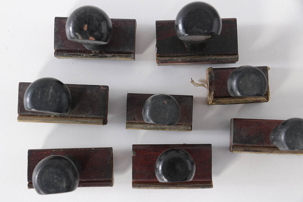 Vintage Company and Warehouse Ink Stamps with Rotary Holder