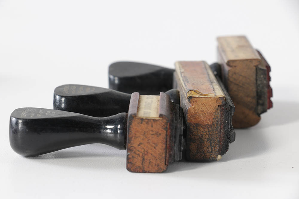 Vintage Company and Warehouse Ink Stamps with Rotary Holder