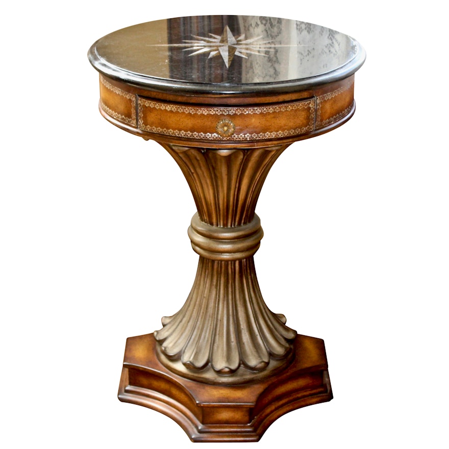 Vintage Wooden Round Accent Table