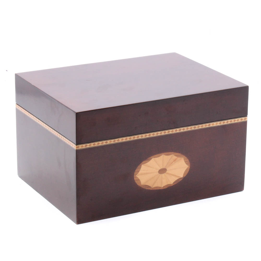 Bombay Company Mahogany Veneered CD Box with Patera Inlay