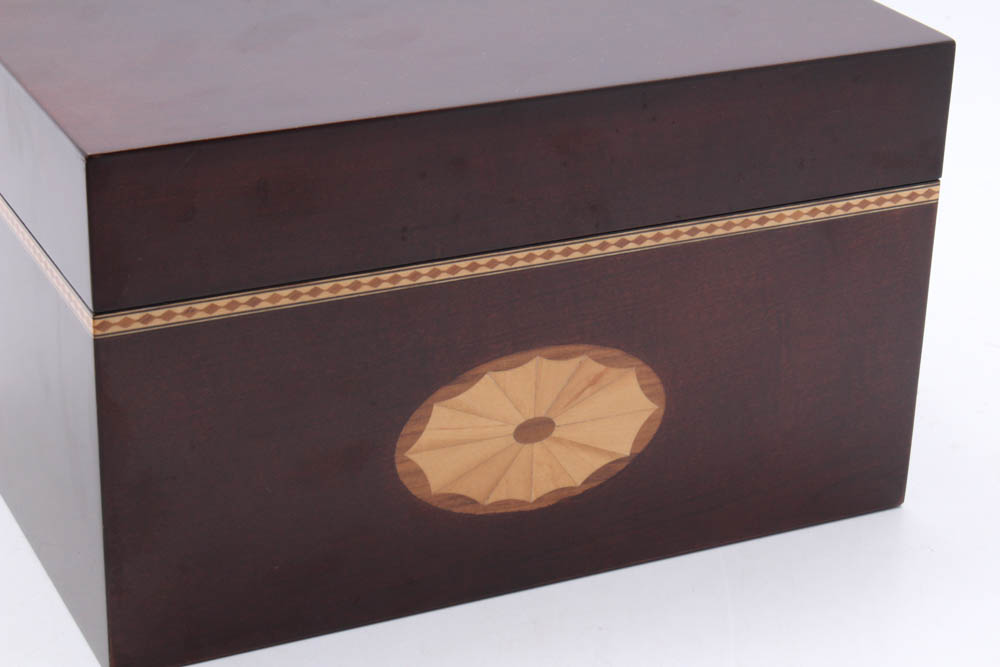 Bombay Company Mahogany Veneered CD Box with Patera Inlay