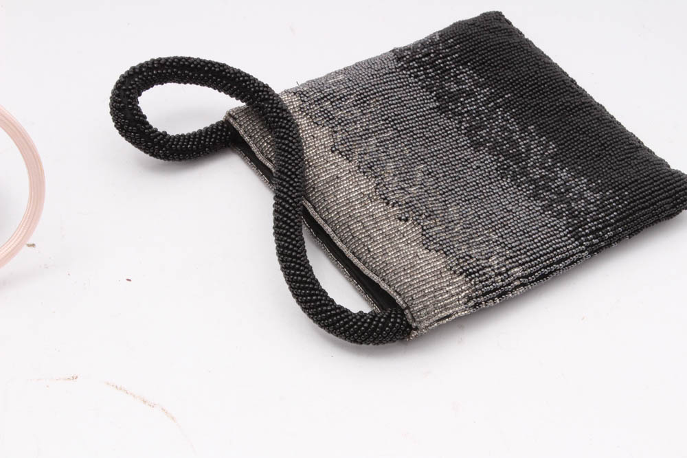 Women's Vintage Accessories Including Perfume Bottle, Hat Pins and Purses