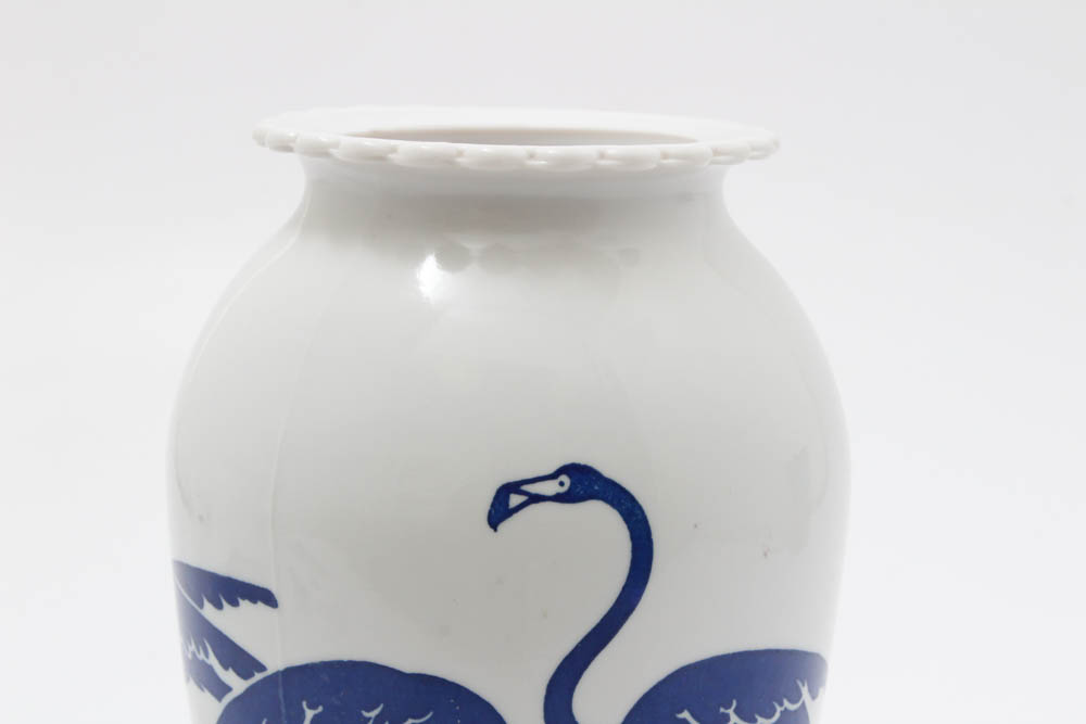 Anchor Hocking Fire King Vitrock Blue Flamingo Vase