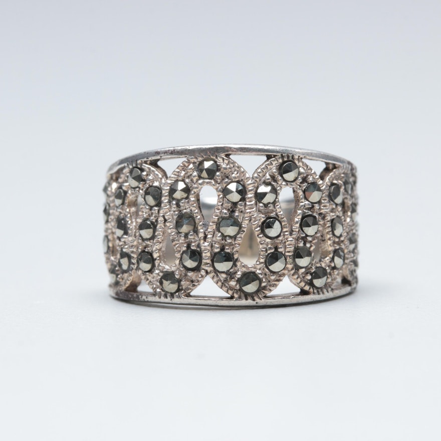 Sterling Silver Marcasite Snake Themed Ring