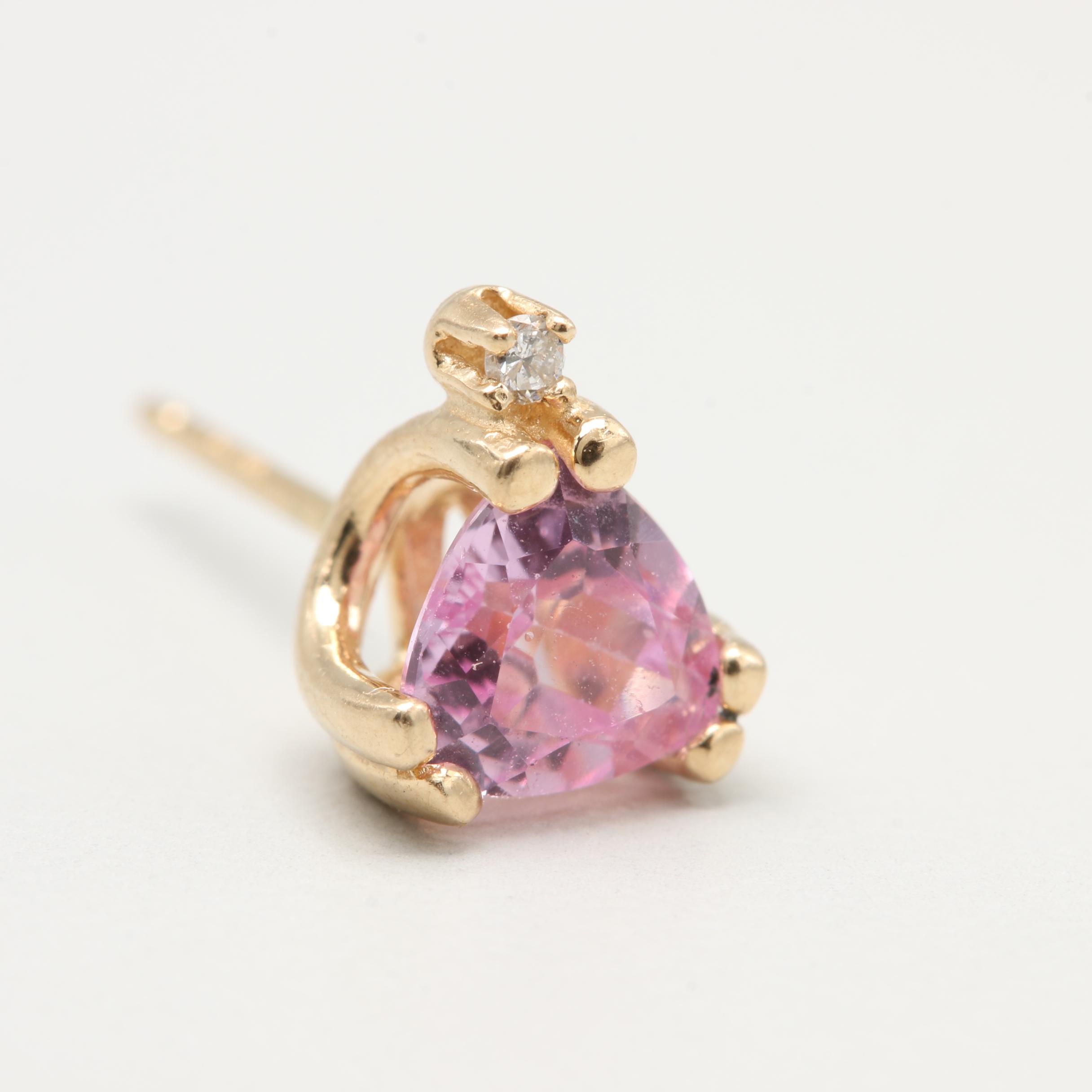 14K Yellow Gold Diamond, Sapphire, Emerald and Synthetic Sapphire Earrings