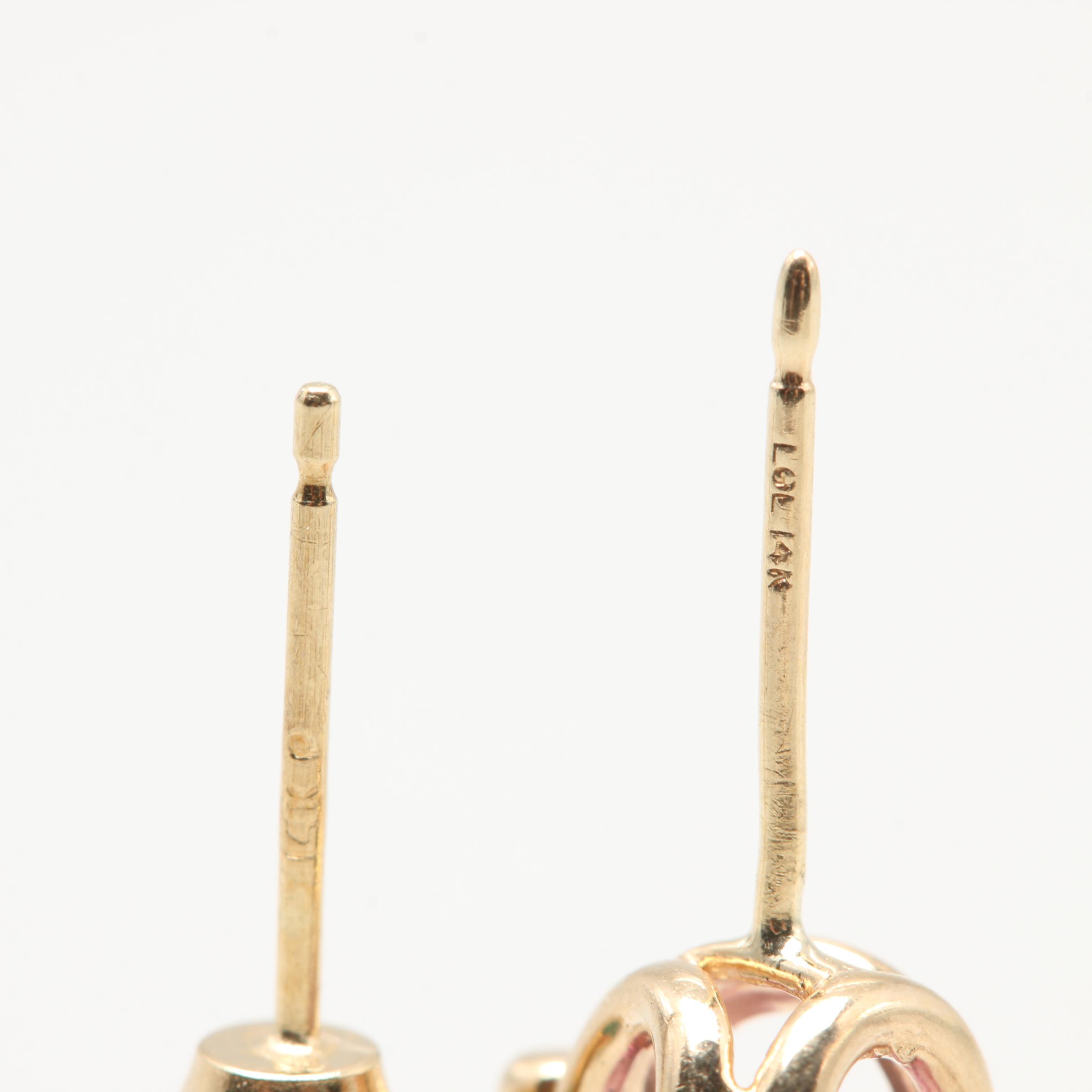 14K Yellow Gold Diamond, Sapphire, Emerald and Synthetic Sapphire Earrings