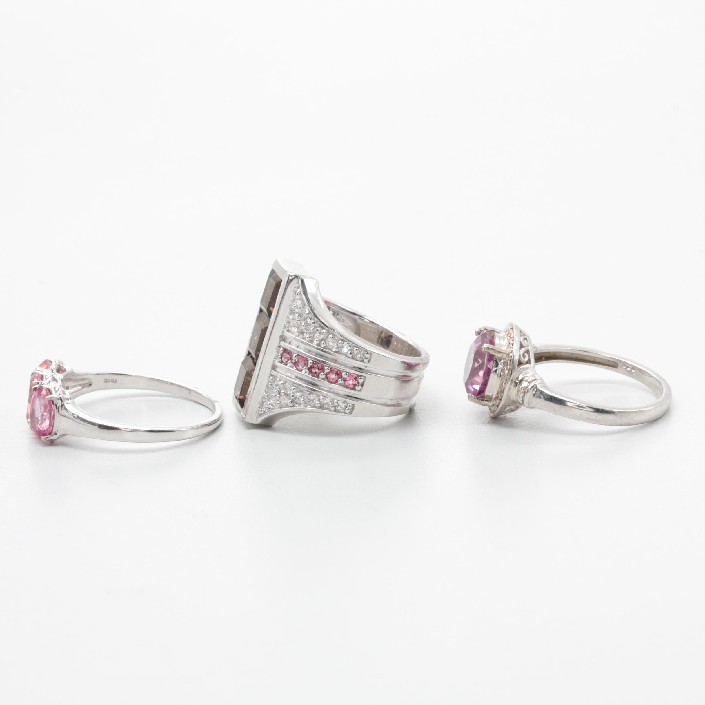 Sterling Silver Cultured Pearl, Smoky Quartz, and Pink Tourmaline Jewelry