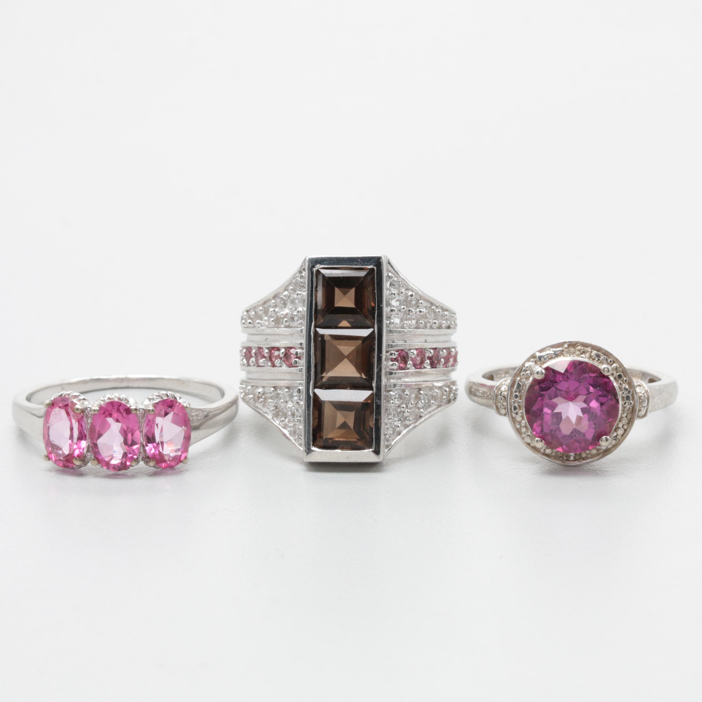 Sterling Silver Cultured Pearl, Smoky Quartz, and Pink Tourmaline Jewelry