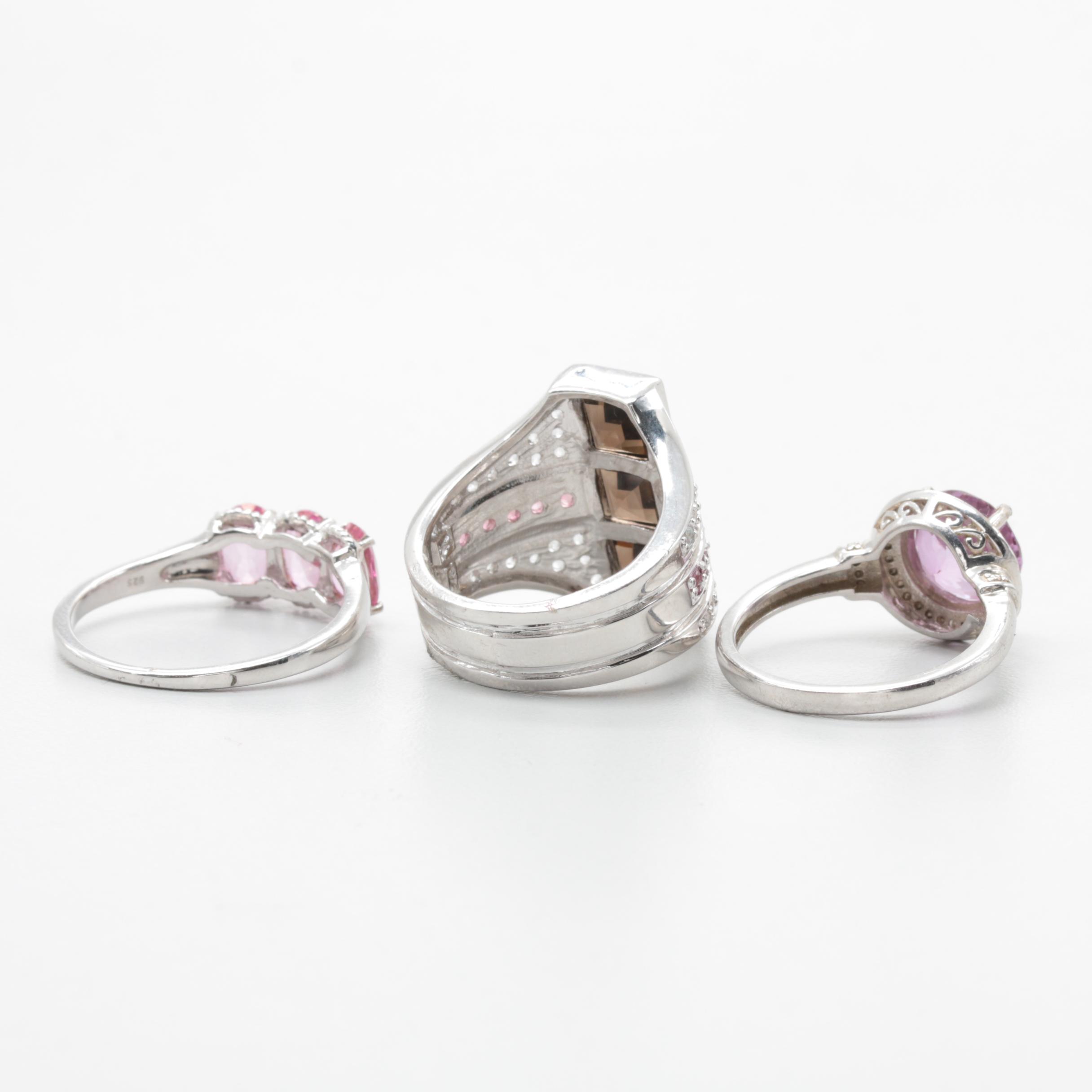 Sterling Silver Cultured Pearl, Smoky Quartz, and Pink Tourmaline Jewelry