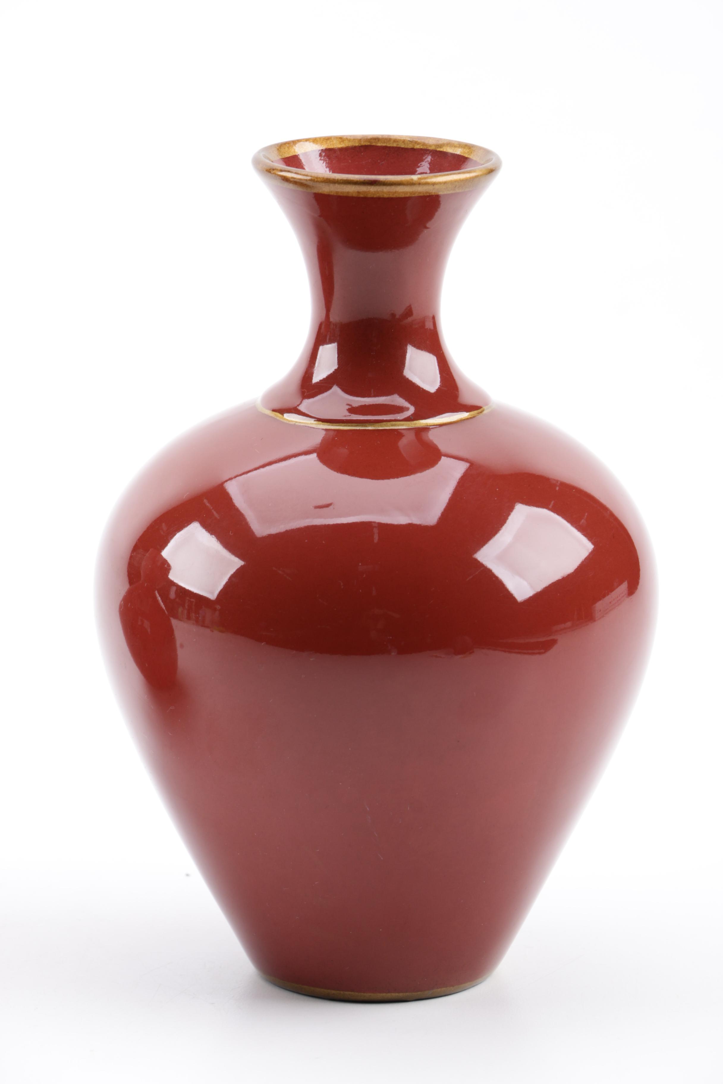 Signed Blown Glass Vase with Toyo Next Ceramic Vase by Jill Rosenwald