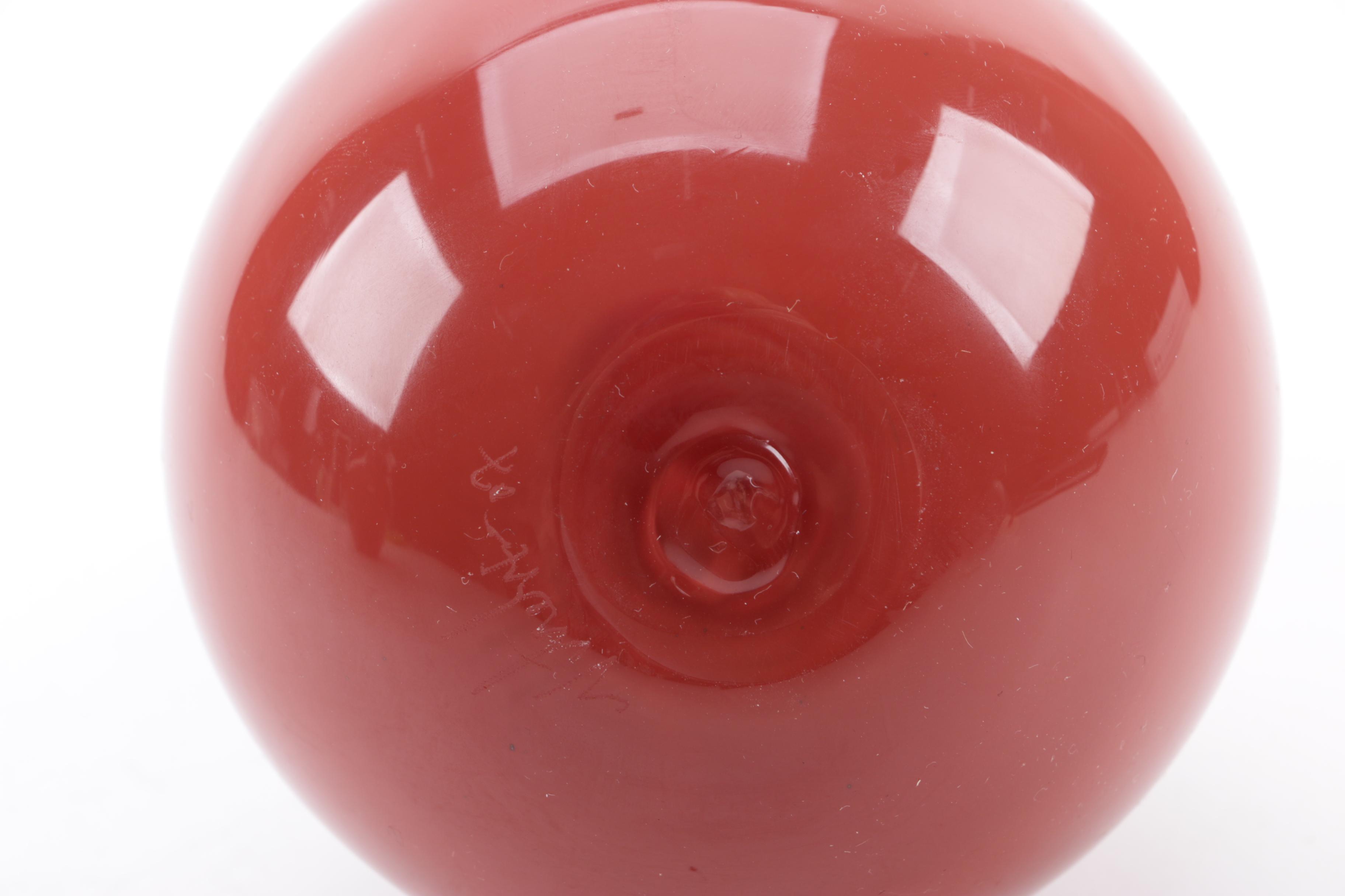 Signed Blown Glass Vase with Toyo Next Ceramic Vase by Jill Rosenwald