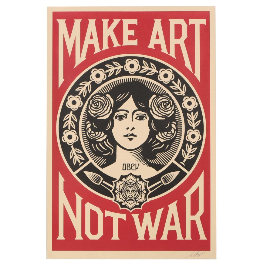 Shepard Fairey Offset Print "Make Art Not War"