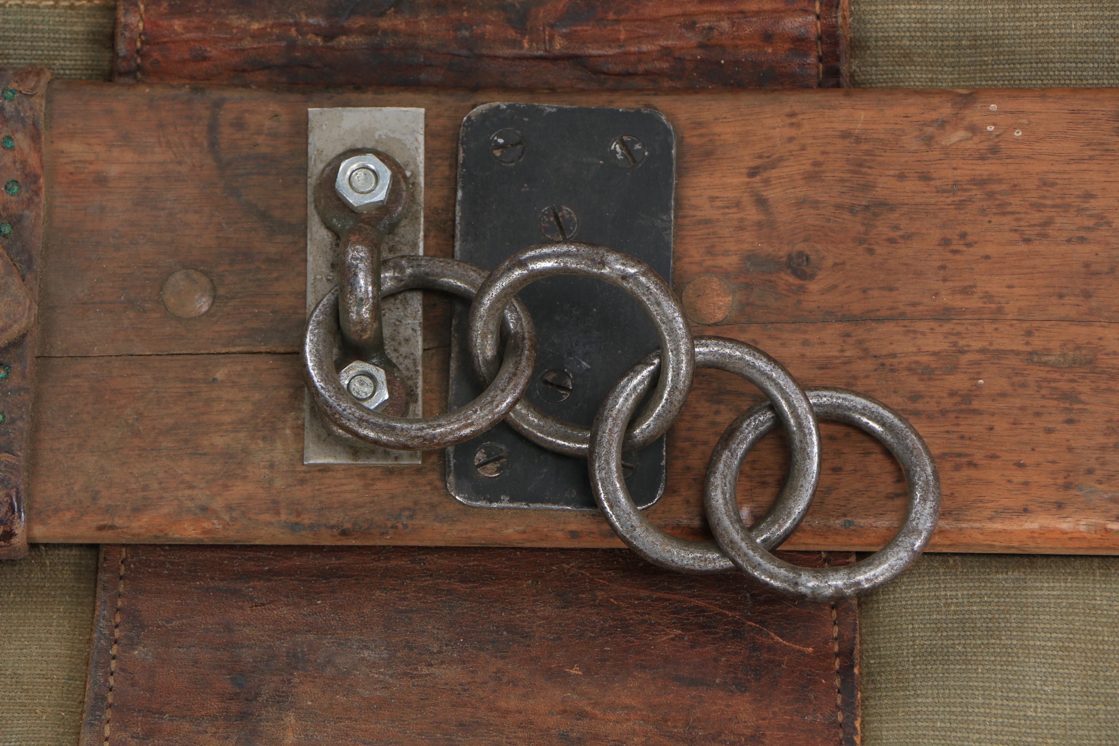 Vintage Canvas Sack with Wooden Slat Backing and Bottom