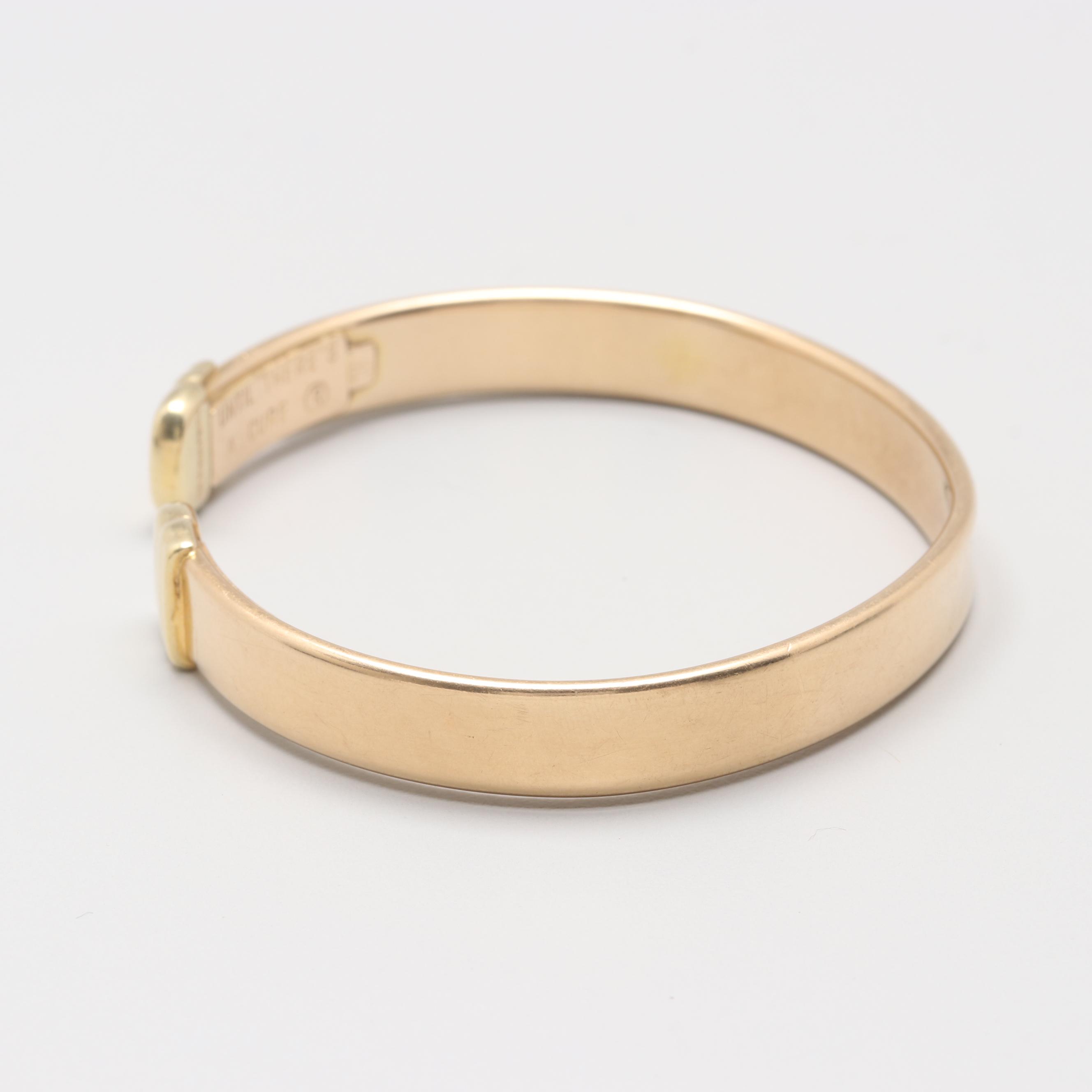 14K Yellow Gold "Until There's a Cure" Breast Cancer Awareness Cuff Bracelet