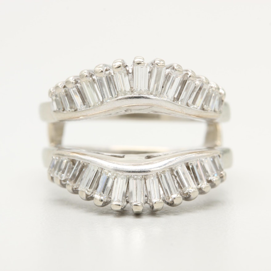 14K White Gold Diamond Ring Guard