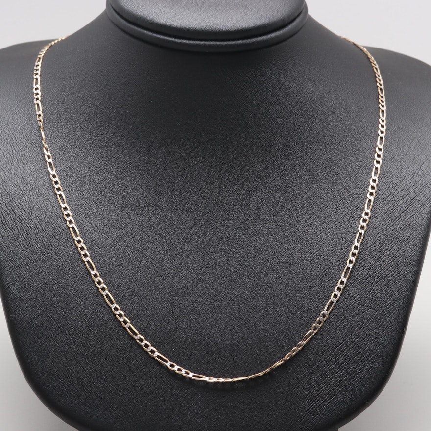 10K Yellow and White Gold Chain Necklace