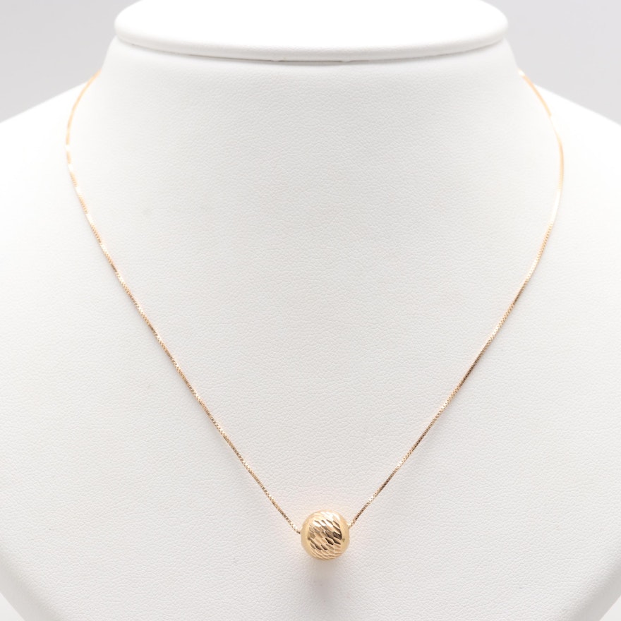 Italian 14K Yellow Gold Spherical Pendant Necklace