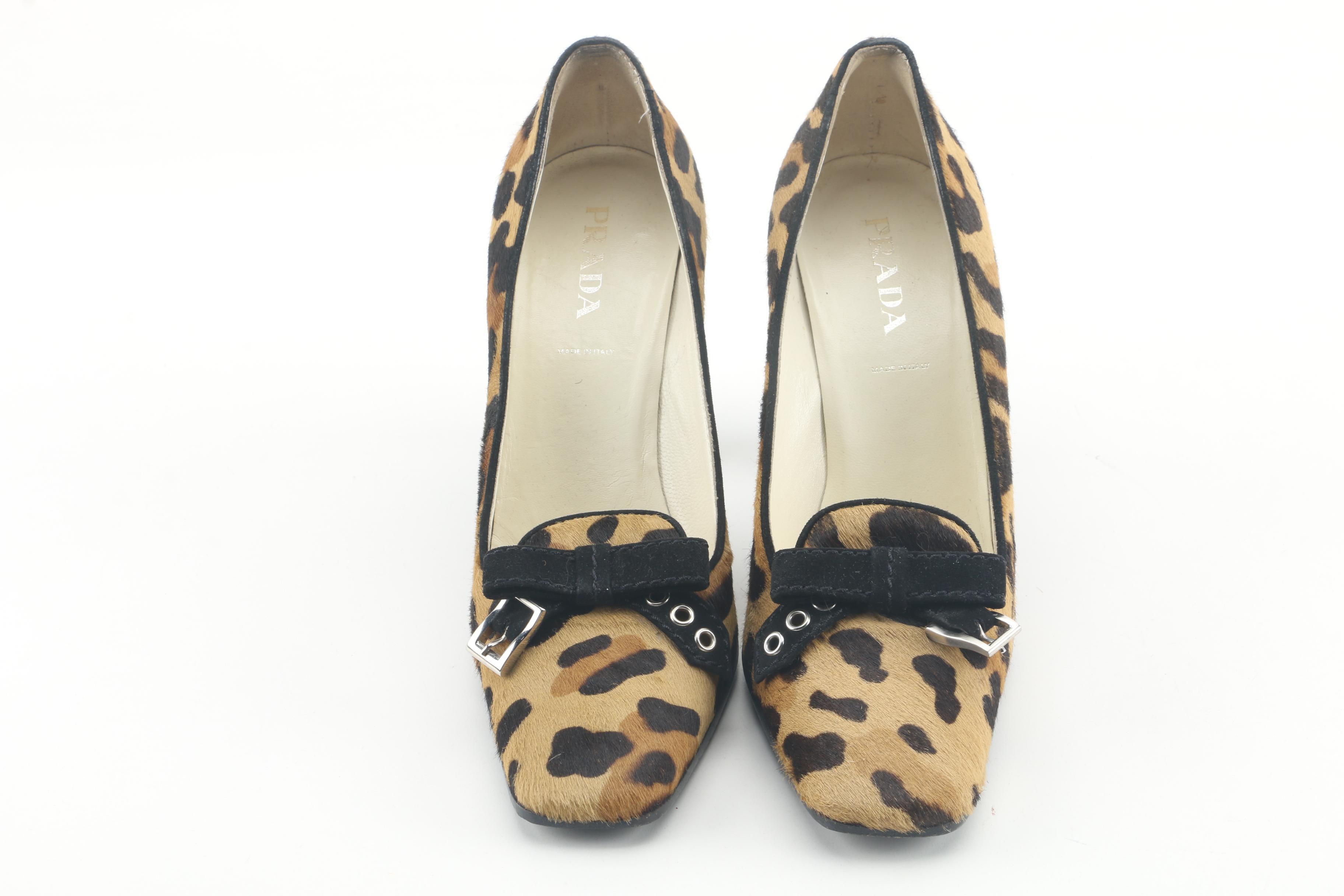 Prada Animal Print Pony Hair Pumps